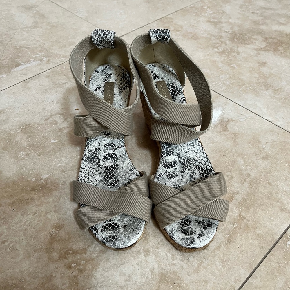 BCBGMaxazria Beige and Snakeskin Women's Sandals